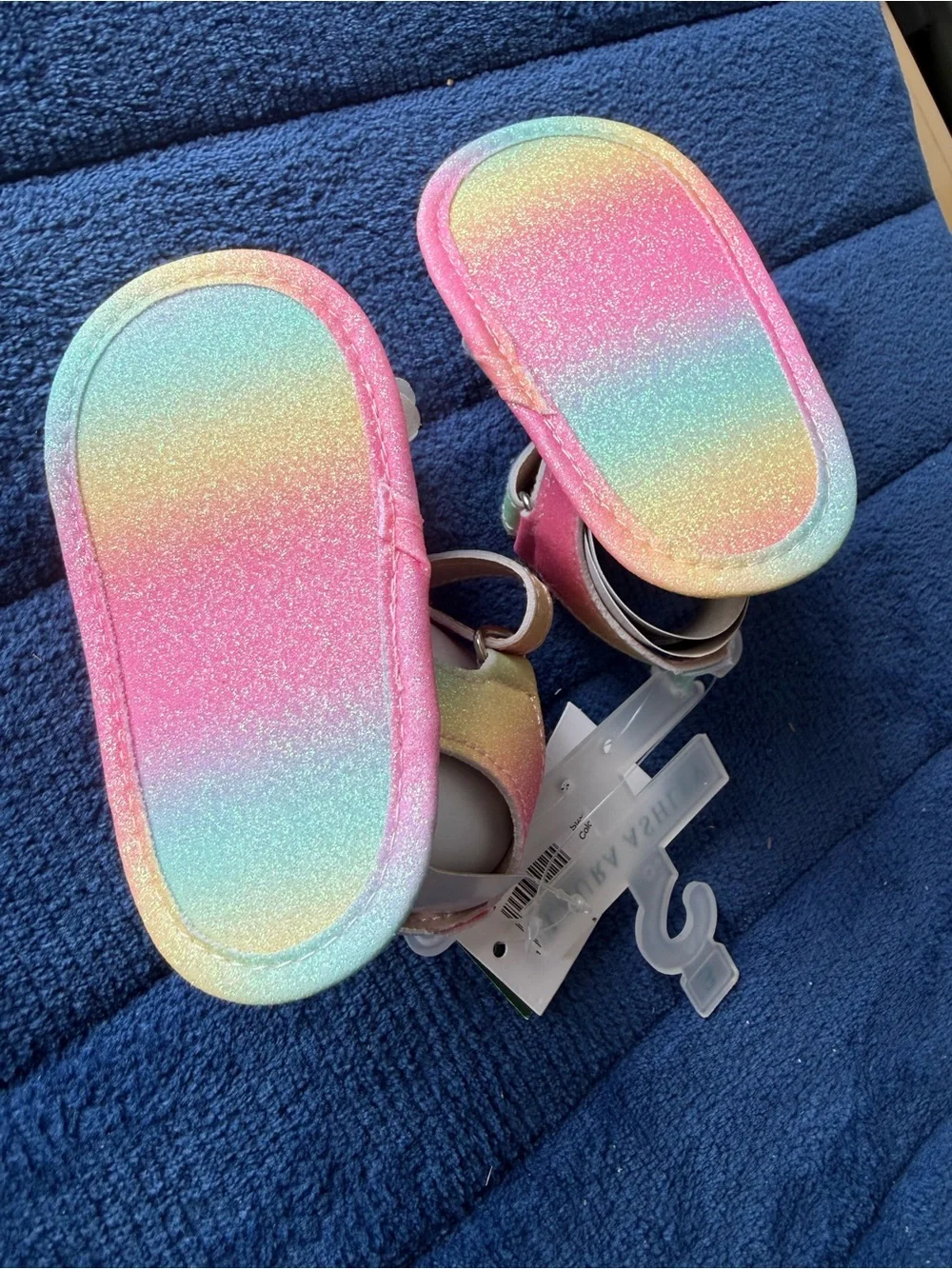 Laura Ashley Pastel Rainbow Floral Baby Sandals - Pink, Blue, Cream